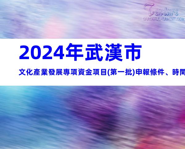 2024年武漢市文化產業發展專項資金項目(第一批)申報條件、時間