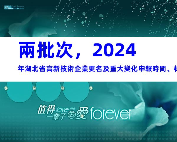 兩批次，2024年湖北省高新技術企業更名及重大變化申報時間、材料合集